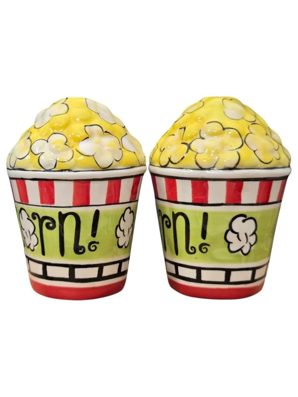 Popcorn Bucket Salt and Pepper Set Seasoning Cheese Shaker Pier 1 Vintage